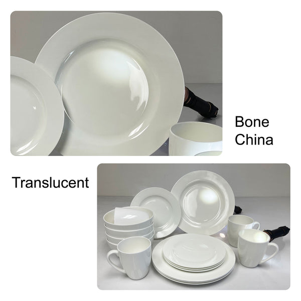 Dinnerware Set, Service for 4, 16 Piece Set, Bone China , White, Microwave Safe, Chip Resistant, Translucent, Elegant giftware, Dish set, For, Essential Home, Everyday Living, Kitchen Set