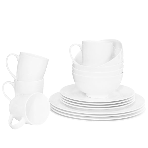 Bone China 16 Piece Dinnerware Set, Service for 4, White, Microwave Safe, Dishwasher Safe,Chip Resistant, Translucent, Elegant giftware, Dish set, For, Essential Home, Everyday Living, Kitchen Set