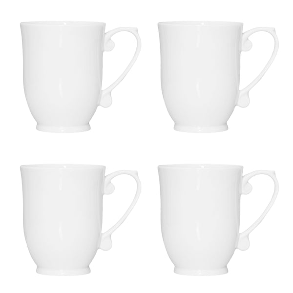 QOUTIQUE Bone China Coffee Mugs - 20 Ounce - Set of 4, Cups for Latte, Hot Tea, Cappuccino, Mocha, Cocoa, Mug Set, Large Coffee Mug, White