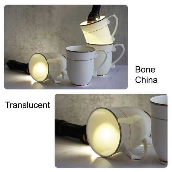 QOUTIQUE Bone China Decorated Coffee Mugs - 20 Ounce - Set of 4, Cups for Latte, Hot Tea, Cappuccino, Mocha, Cocoa, Mug Set, Large Coffee Mug, Gold Rim