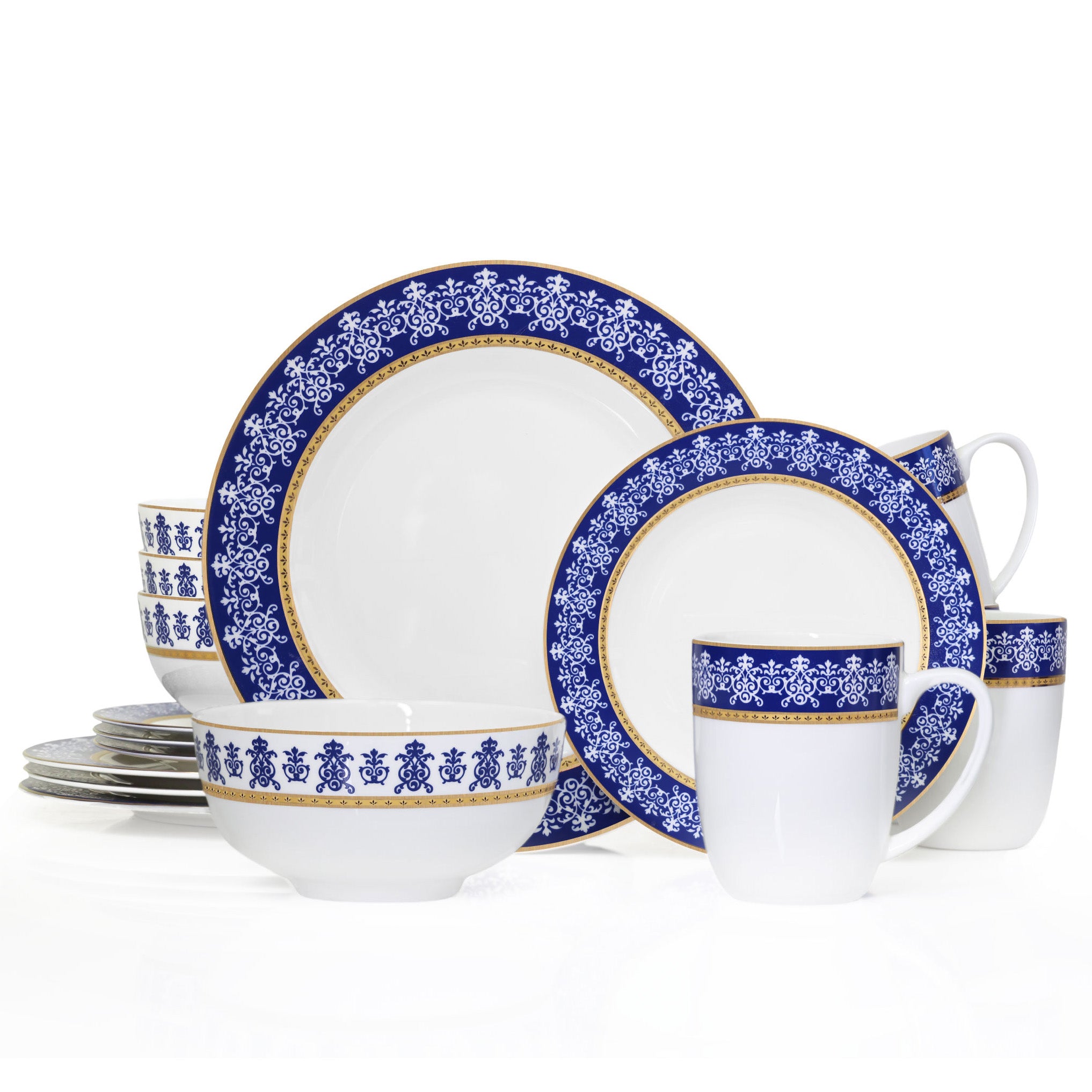 Bone China Dinnerware, 16PC Set, Service for 4, Golden Shanti, Microwave Safe, Elegant Giftware, Dish set, Essential Home, Everyday Living, Display, decoration, Kitchen Dishes, Dinner set