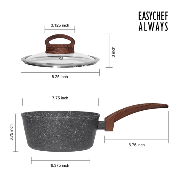 Easy chef always Gray Granite Nonstick 2 Quart Saucepan with lid