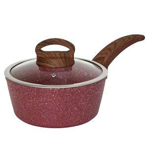 Easy chef always Red Granite 2 Quart Nonstick Saucepan with lid