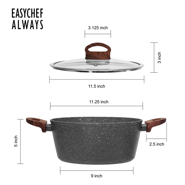 Easy Chef Always Gray Granite 6 Quart Nonstick Stock Pot with Lid