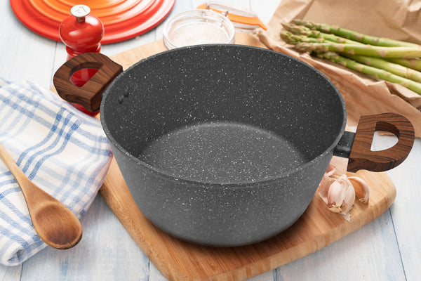 Easy Chef Always Gray Granite 6 Quart Nonstick Stock Pot with Lid