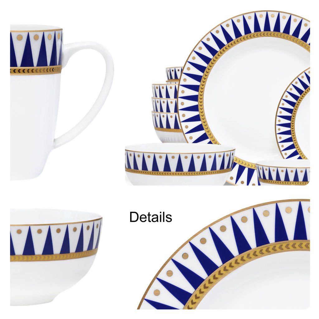 Bone China Dinnerware 20pc Set Service for 4 Dixie Gold Microwave Safe Elegant Giftware Dish Set Essential Home Everyday Living Display Decoration
