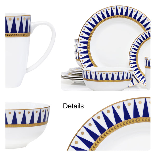 Bone China Dinnerware, 16 Piece Set, Service for 4, Dixie Gold, Microwave Safe, Elegant Giftware, Dish set, Essential Home, Everyday Living, Display, decoration, Kitchen Dishes, Dinner set