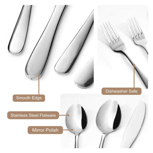 Silverware Set, 21st & Main 20 Piece Stainless Steel Flatware, Service for 4 Cutlery Set Utensils, for Home Kitchen Restaurant, Include Knives Spoons Forks, Mirror Polished, Dishwasher Safe