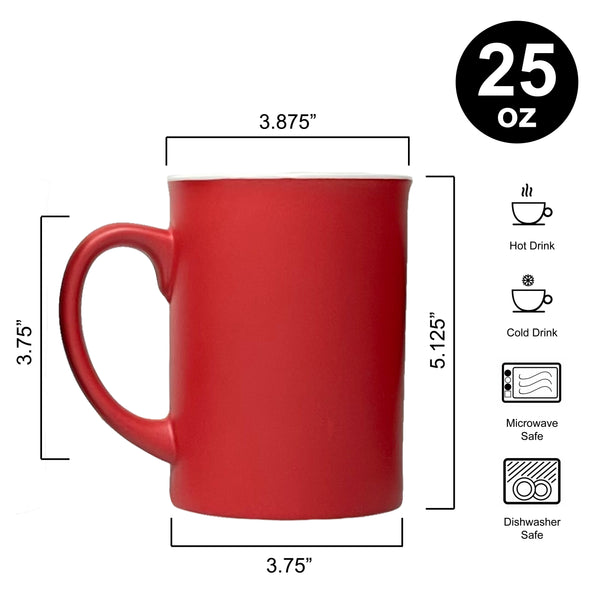 Coffee Mug Set, Set of 4, 25 oz, Oversized, Stoneware Mug, Ceramic, Big Mug with Large Handle, assorted color, extra large gift, 2 tone, for hot cocoa and chocolate
