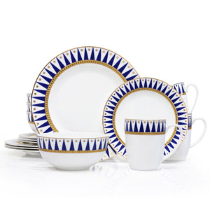 Bone China Dinnerware, 16 Piece Set, Service for 4, Dixie Gold, Microwave Safe, Elegant Giftware, Dish set, Essential Home, Everyday Living, Display, decoration, Kitchen Dishes, Dinner set