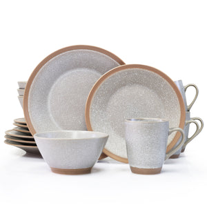 QOUTIQUE, Matte Reactive Glaze Dishes Dinnerware Set, 16 Pieces, Stoneware, plates and bowls sets, Service for 4, Microwave Safe, Chip Resistant, for everyday casual kitchen and formal dinner