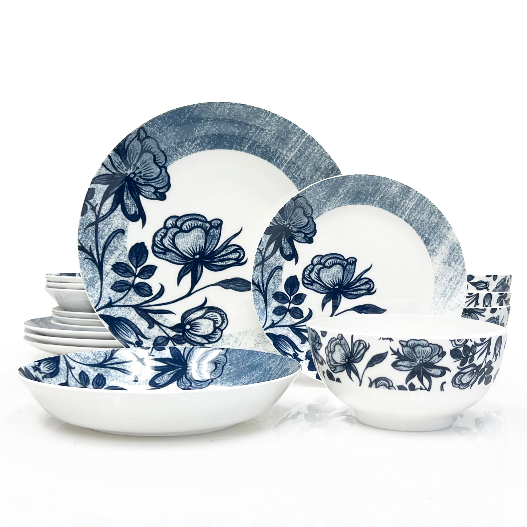 Dinnerware, Fine Bone China, 16 Piece Plates and Bowls Set