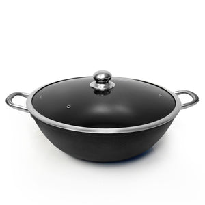 6 Quarts Cast Iron Dutch Oven Stock Pot, wok, Pre-Seasoned nonstick, with tempered glass lid, 2 side handles, caldero for everyday kitchen and camp, large braiser for cooking, deep fry pan, Light