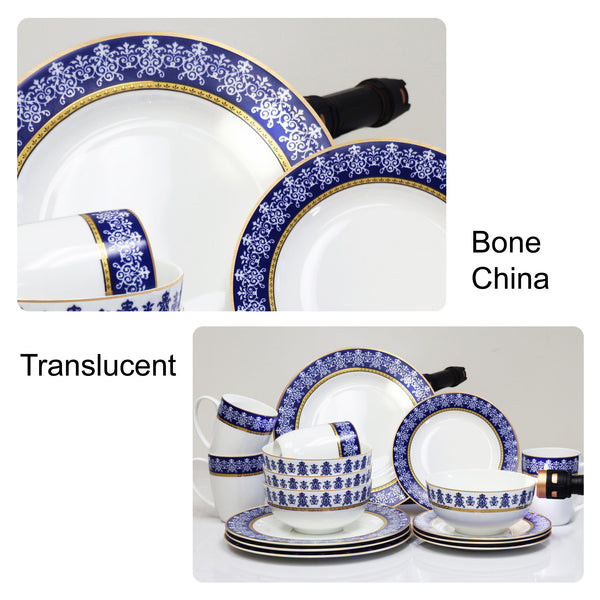 Bone China Dinnerware, 16PC Set, Service for 4, Golden Shanti, Microwave Safe, Elegant Giftware, Dish set, Essential Home, Everyday Living, Display, decoration, Kitchen Dishes, Dinner set