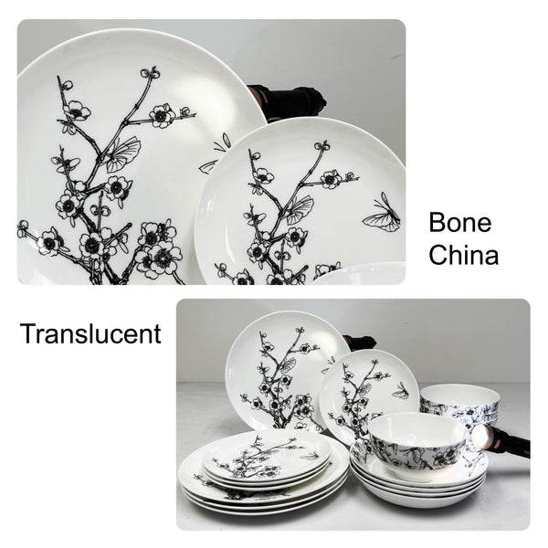 Black Burst Bone China Dinnerware  Black and White Dishes – Your Western  Decor